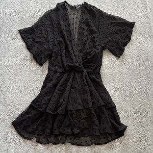Zara Black Sheer Polka Dot Mini Dress